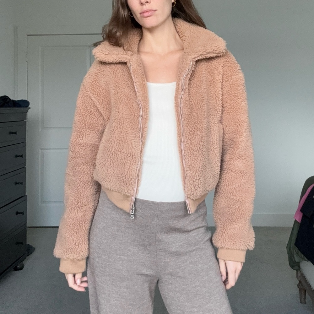 Women's Tan Tiger Mist Sherpa Jacket